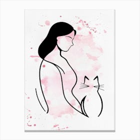 Woman with a Cat Canvas Print