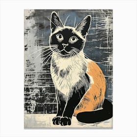 Siamese Cat Relief Illustration 3 Canvas Print