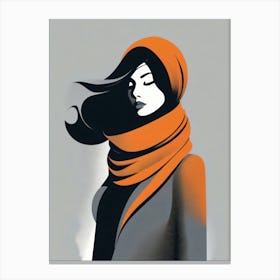 Abstract Woman in Orange Scarf Canvas Print