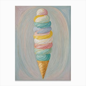 Pastel Summer Ice Cream Cone Canvas Print