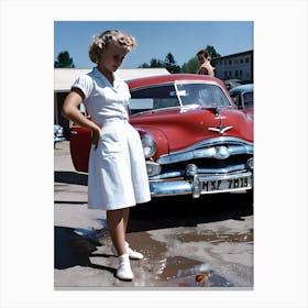 50's Style Community Car Wash Reimagined - Hall-O-Gram Creations 18 Canvas Print