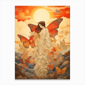 Butterfly Cloud Woman Canvas Print