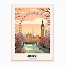 Vintage Winter Travel Poster London United Kingdom 6 Canvas Print