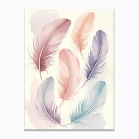 Whispers of Lightness: Watercolor Feathers Painting Canvas Print