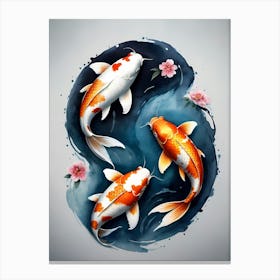 Koi Fish Yin Yang Painting (14) Canvas Print