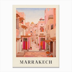 Marrakech Morocco 8 Vintage Pink Travel Illustration Poster Canvas Print