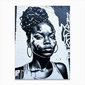 Graffiti Mural Of Beautiful Black Woman 48 Canvas Print