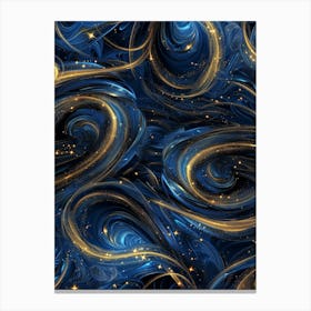 Blue And Gold Swirls 3 Canvas Print