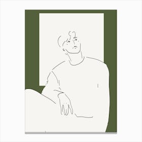 Green Canvas Line Art Print