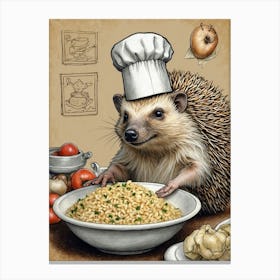 Hedgehog In Chef Hat Canvas Print