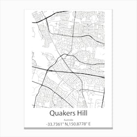 Quakers Hill,Australia Minimalist Map Canvas Print