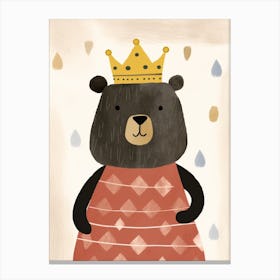 Little Black Bear 5 Wearing A Crown Canvas Print
