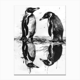 Emperor Penguin Admiring Their Reflections 3 Canvas Print