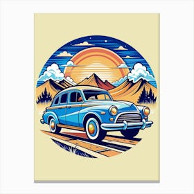 Vintage Car On The Road Canvas Print