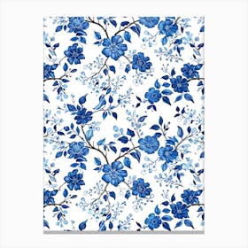 Blue And White Floral Pattern 5 Canvas Print