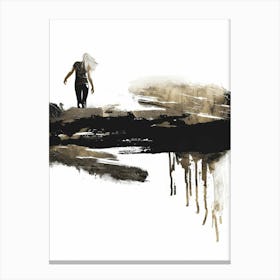 Woman Walking Down A Hill Canvas Print