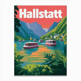 Aihrgdesign A 1970s Inspired Travel Poster For Hallstatt Canvas Print