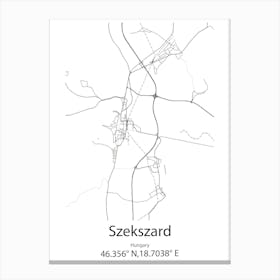 Szekszard,Hungary Minimalist Map Canvas Print