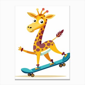 Giraffe On Skateboard Canvas Print