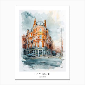 Lambeth London Borough   Street Watercolour 2 Poster Canvas Print
