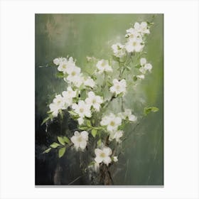 White Flower Branches Gouache Painting Canvas Print