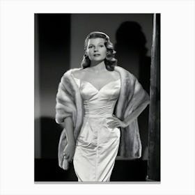 Rita Hayworth Iconic Studio Glamour Portrait Wearing Fur Coat Circa 1946 Canvas Print