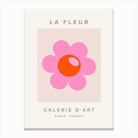 La Fleur | 05 - Retro Flower Pink Orange And Neutral Floral Canvas Print