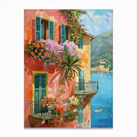 Balcony View Painting In Portofino 2 Canvas Print