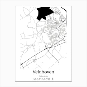 Veldhoven,Netherlands Minimalist Map Canvas Print