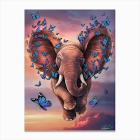 Elephant With Butterflies 1 Canvas Print