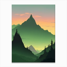 Misty Mountains Vertical Background In Green Tone 28 Canvas Print