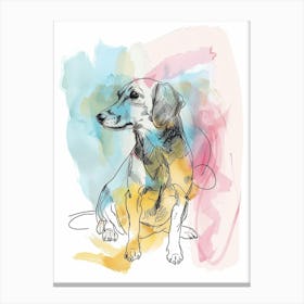 Dachshund Dog Pastel Line Watercolour Illustration  3 Canvas Print