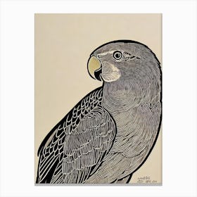 Parrot 2 Linocut Bird Canvas Print