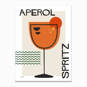Aperol Spritz Retro Cocktail  Neutral Canvas Print