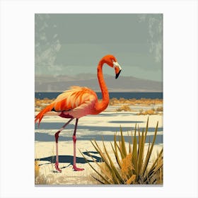 Greater Flamingo Salar De Atacama Antofagasta Tropical Illustration 2 Canvas Print