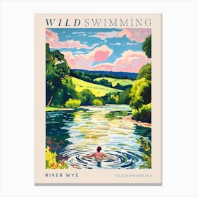 Wild Swimming At River Wye  Herefordshire 2 Poster Canvas Print