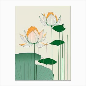 Lotus Flowers In Park Minimal Line Drawing 2 Canvas Print