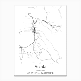 Arcata,United States Minimalist Map Canvas Print