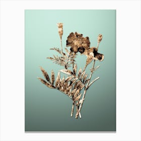 Gold Botanical Mexican Marigold on Mint Green n.3578 Canvas Print