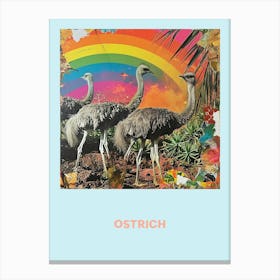 Ostrich Rainbow Poster 5 Canvas Print