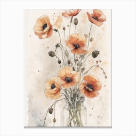 Poppies In A Vase Canvas Print