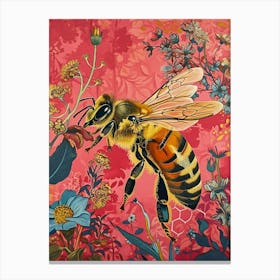 Floral Animal Painting Honey Bee 4 Canvas Print