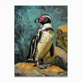 African Penguin Cooper Bay Oil Painting 4 Canvas Print