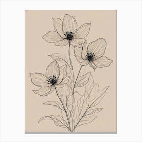 Floral Line Art Print (7) Canvas Print