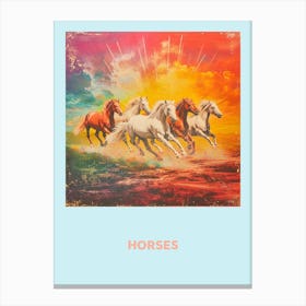 Horses Galloping Rainbow Poster 1 Canvas Print