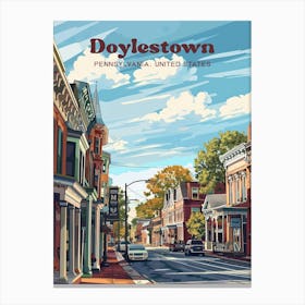 Doylestown Pennsylvania Streetview Digital Travel Illustration Canvas Print