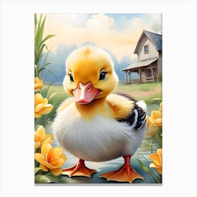 Duck In A Field Canvas Print