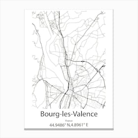 Bourg Les Valence,France Minimalist Map Canvas Print