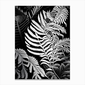 Fan Fern Linocut Canvas Print