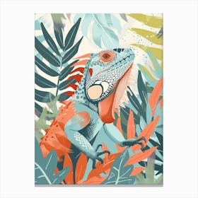 Turquoise Jamaican Iguana Abstract Modern Illustration 6 Canvas Print